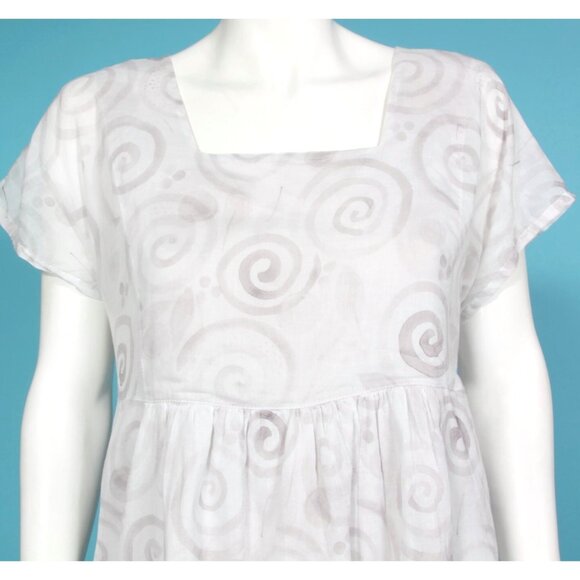 GUDRUN SJODEN Gray Swirl Cotton Short Sleeve Shift Dress sz Small /463 - Picture 5 of 6